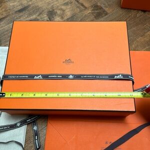 Hermes box, bag, shoe duster, ribbon